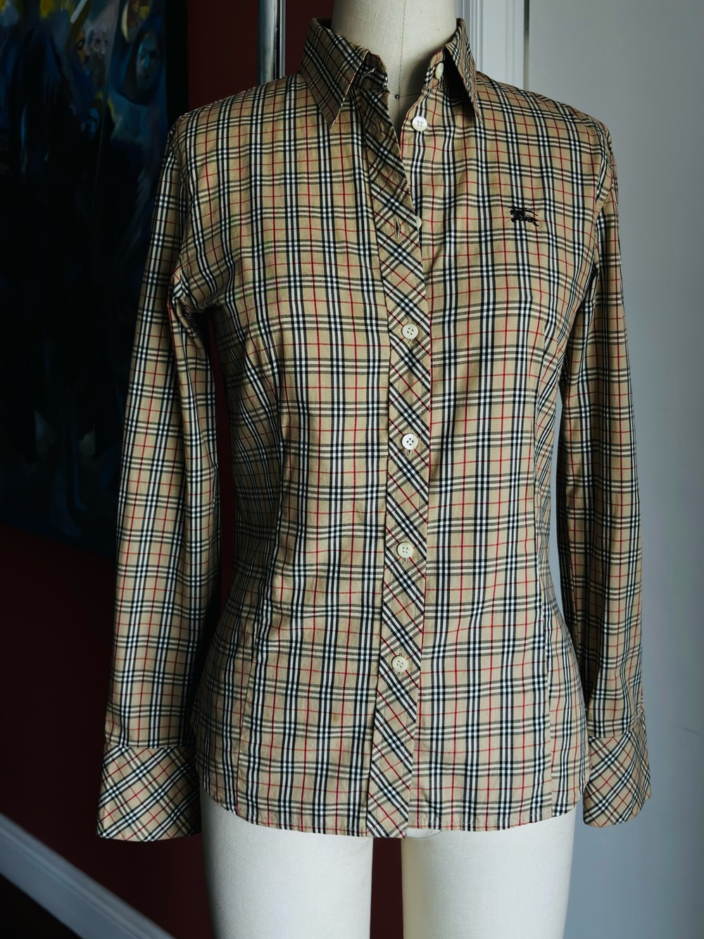 Classic Burberry Blue Label Nova Check Button-Front Women's Shirt